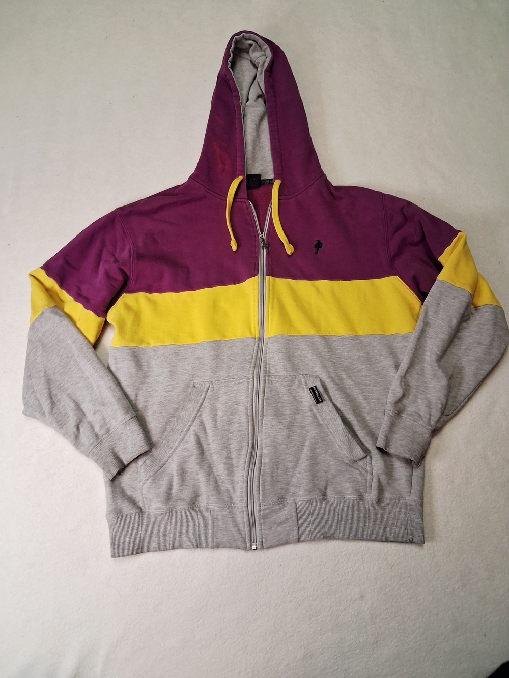 RDS Red Dragon Men's Colorblock Zip-Up Hoodie in Purple, Yellow & Gray